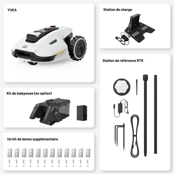 MAMMOTION YUKA 3000 + Balayeuse + 1 batterie supplémentaire de 4.5 Ah