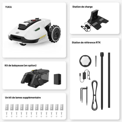MAMMOTION YUKA 3000 + Balayeuse + 1 batterie supplémentaire de 4.5 Ah
